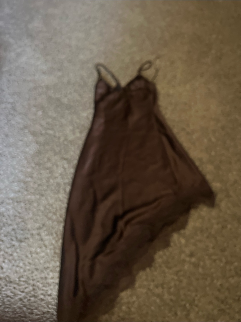 Zara Brown Lace-Trim Slip Chemise